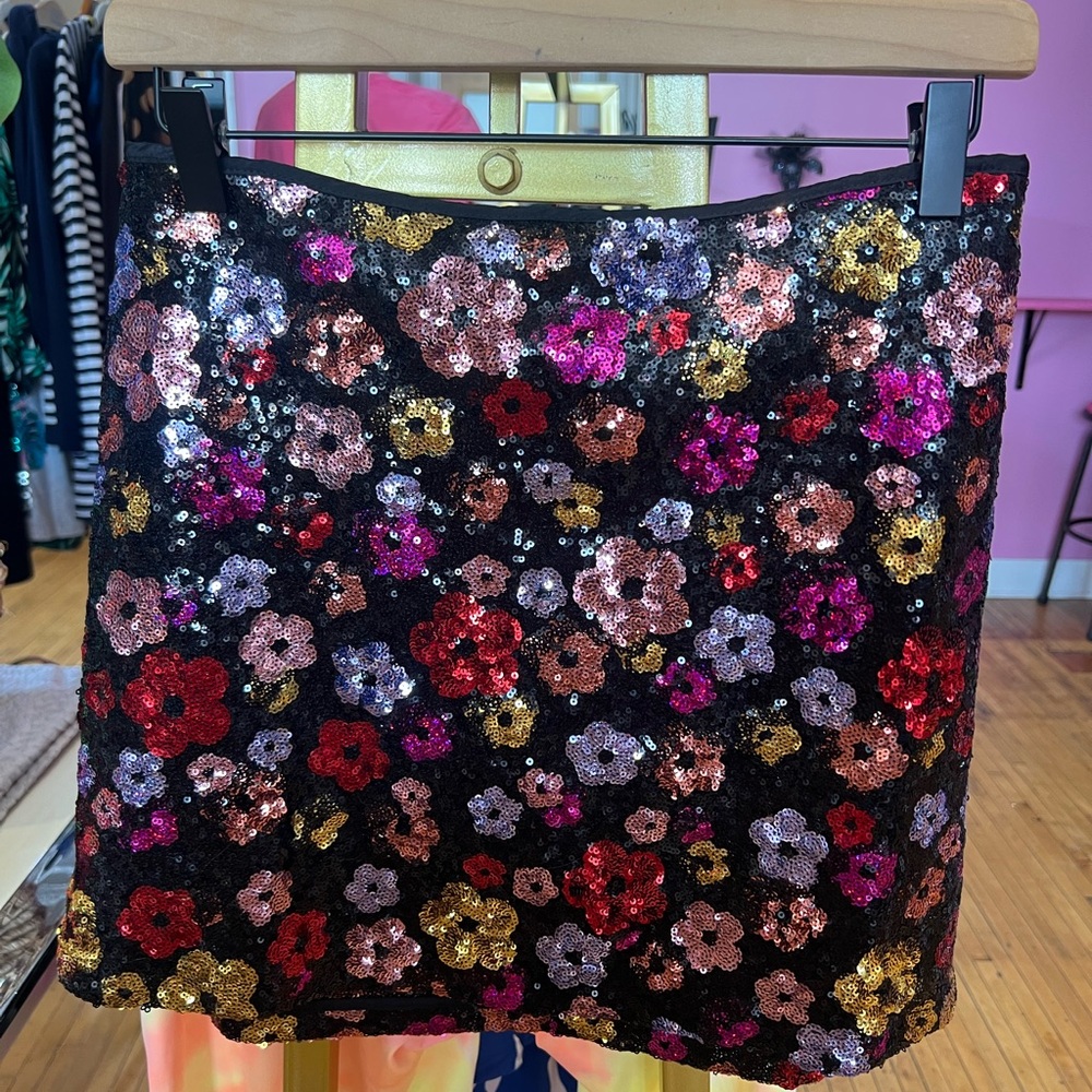 Very J Multicolor Floral Sequin Mini Skirt